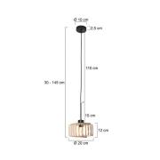 Hängeleuchte Sparkled Light, schwarz/Bambus natur, Ø 20 cm