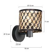 Wandleuchte Sumba, schwarz, Bambus natur/schwarz, E14