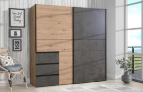 Schiebetürenschrank mit Schubladen WINN 2 Artisan Eiche / Beton