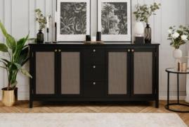 CORDOBA 51A Sideboard von Finori Schwarz / Geflecht Nobel