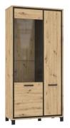 Highboardvitrine 101cm TRONDHEIM von Forte Artisan Eiche / Schwarz Eic...