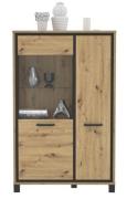 Highboardvitrine L TRONDHEIM von Forte Artisan Eiche / Schwarz Eiche