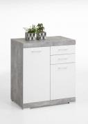 BRISTOL 2 XL Kommode 2-trg 2 Schubladen von FMD Beton / Weiss Edelglan...