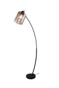 Stehleuchte 1xE27 ca. 160 cm hoch Metall Schwarz Matt / Glas Smoke