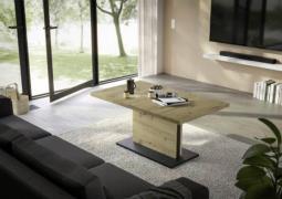 Couchtisch höhenverstellbar ausziehbar 120-160 cm Asteiche / Vulkansch...