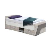 NONA 1 90x200 Bett inkl 2 Schubladen von FMD Sandeiche / Weiß / Lava