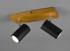 Spot 2xGU10 Holz / Schwarz Matt 1 Stück Metall Hellbraun