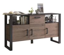 NORDI 084 Sideboard Front:Dekor Okapi Nuss/Korpus:Schwarz-Okapi Nuss