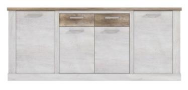 Sideboard 4-trg Duro von Forte Pinia Weiß / Eiche Antik