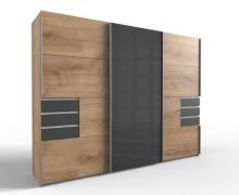 Schwebetürenschrank 3-türig inkl Glastüre und 6 Schubladen SAIGON von ...