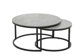 Couchtisch 2er Set Marmoroptik Grau / Schwarz