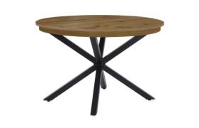 Esstisch rund ausziehbar 120-160 cm Wildeiche Dekor / Gestell sternför...