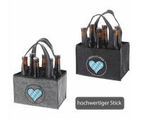 Flaschenträger für 6 Bierflaschen HEIMATLIEBE 1 Stück Filz Grau / Anth...