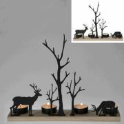 Adventsleuchter 1 Stück ca. 30x23x7 cm Eisen / Holz Schwarz