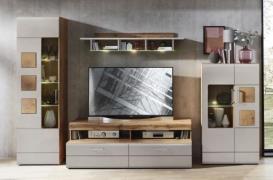 Wohnwand 4-tlg mit LED-Beleuchtung ca.340x208x52 cm Kaschmir matt /Abs...