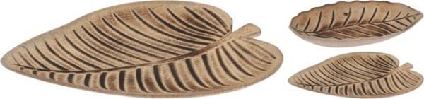 DEKO-SCHALE Blatt 1 Stück ca. 31x27 cm 2 Sorten unsortiert Natur Holz ...