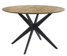 Esstisch rund 120 cm Wildeiche Dekor / Gestell Schwarz