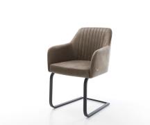 Freischwinger Greg-Flex Mikrofaser Taupe Vintage Freischwinger flach S...