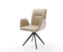 Esszimmerstuhl Vinja-Flex Mikrofaser Beige Vintage Kreuzgestell kantig...