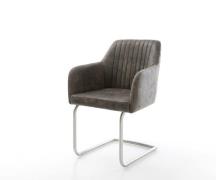 Freischwinger Greg-Flex Mikrofaser Grau Antik Freischwinger rund Edels...