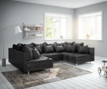 Wohnlandschaft Clovis Anthrazit Antik Optik Modulsofa