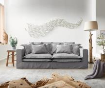 Hussensofa Noelia 240x145 cm Grau mit Kissen Big-Sofa