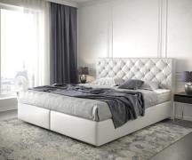 Boxspringbett Dream-Great 180x200 cm Kunstleder Weiß mit Matratze und ...