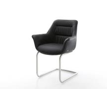 Freischwinger Kaira-Flex Echt-Leder Schwarz Freischwinger rund Edelsta...