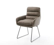 Esszimmerstuhl Abelia-Flex mit Armlehnen Mikrofaser Taupe Vintage Kufe...