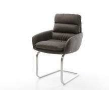 Freischwinger Abelia-Flex mit Armlehnen Mikrofaser Anthrazit Vintage F...