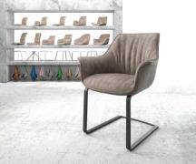 Freischwinger Keila-Flex mit Armlehnen Mikrofaser Taupe Vintage Freisc...