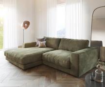 Ecksofa Cubico 250x190 cm Samt Olive Recamiere links