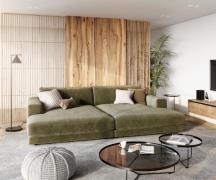 Big-Sofa Cubico 290x170 cm Samt Olive
