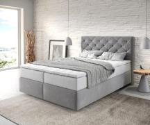 Boxspringbett Dream-Great 140x200 cm Mikrofaser Grau mit TFK Matratze ...