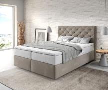 Boxspringbett Dream-Great 140x200 cm Mikrofaser Beige mit TFK Matratze...