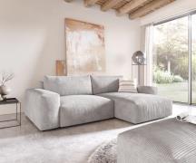 Ecksofa Lanzo XL 270x180 cm Cord Silbergrau Recamiere variabel mit Hoc...