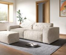 Big-Sofa Sirpio XL 270x130 cm Cord Beige mit Hocker