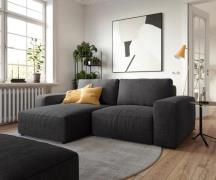 Ecksofa Lanzo L 260x160 cm Mikrofaser Schwarz Recamiere variabel mit H...