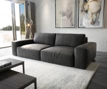 Big-Sofa Lanzo XL 270x130 cm Lederimitat Vintage Anthrazit