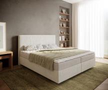 Boxspringbett Dream-Well 180x200 cm Bouclé Creme-Weiß mit Matratze und...