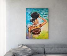 Gemälde Africa 100x140 cm Mehrfarbig Acryl auf Leinwand
