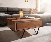 Couchtisch Stonegrace 80x60 cm Akazie Braun 2 Schublade Steinfurnier