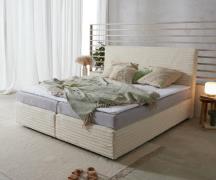 Boxspringbett Dream-Well Plüsch-Cord Beige 180x200 cm Bonell-Matratze ...