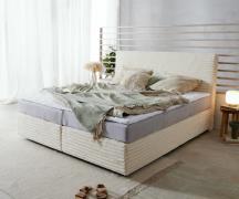 Boxspringbett Dream-Well Plüsch-Cord Beige 180x200 cm TFK-Matratze Vis...