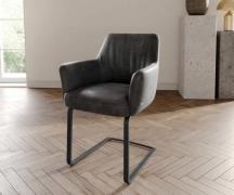 Freischwinger Xana-Flex mit Armlehnen Mikrofaser Anthrazit Vintage Fre...