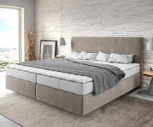 Boxspringbett Dream-Well Mikrofaser Beige 200x200 cm Bonell-Matratze P...