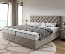 Boxspringbett Dream-Great Mikrofaser Beige 200x200 cm Bonell-Matratze ...