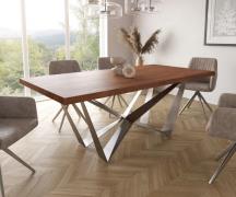 Esstisch Edge 200x100cm XL Akazie Braun Spider Flachstahl Edelstahl