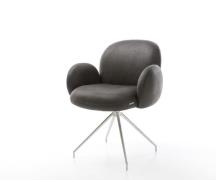 Drehstuhl Nube-Flex mit Armlehnen Mikrofaser Anthrazit Vintage Kreuzge...