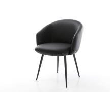 Esszimmerstuhl Caja-Flex mit Armlehnen Echt-Leder Schwarz 4-Fuß konisc...